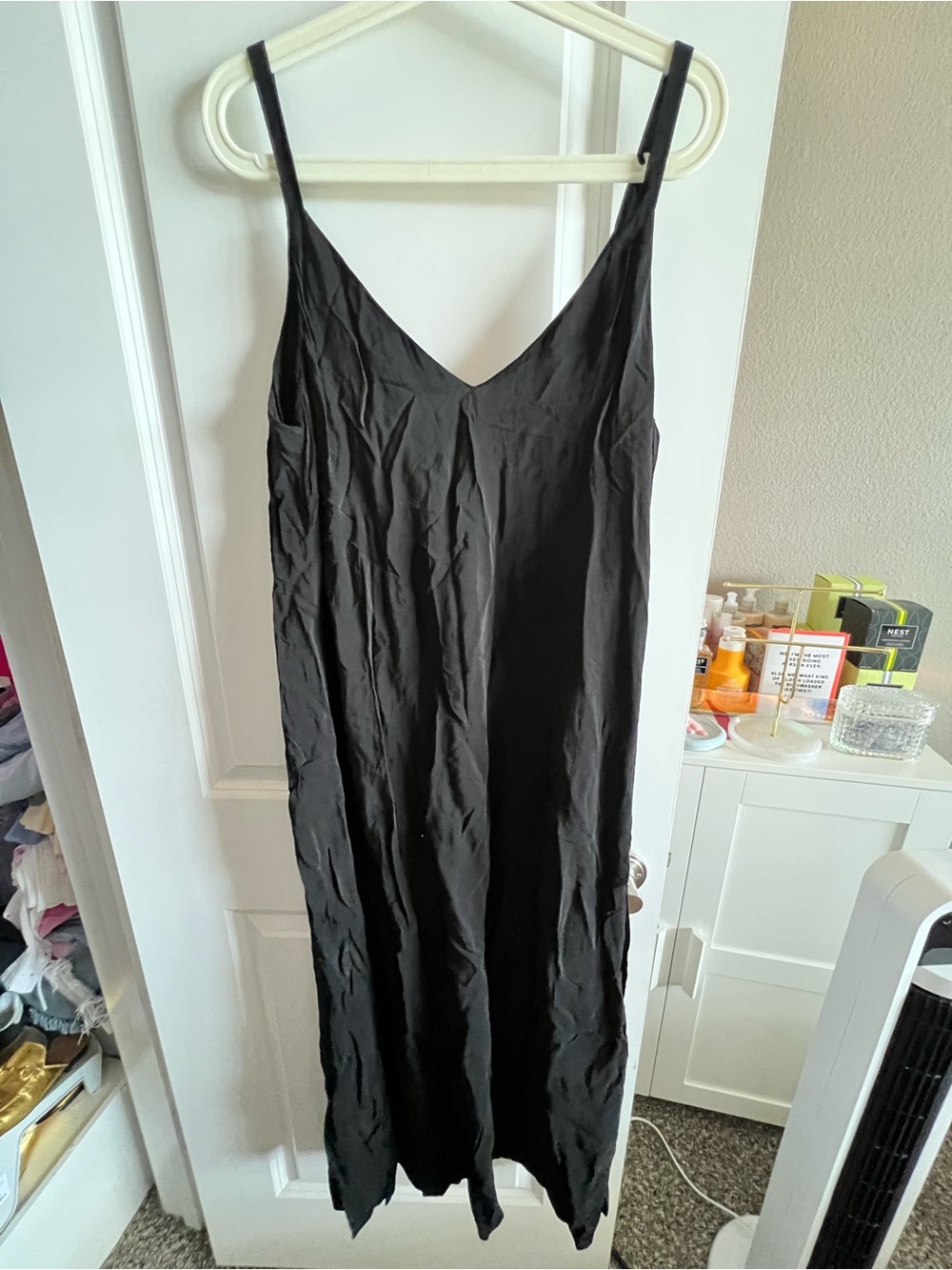 H&M Black Maxi Slip Dress with Spaghetti Straps